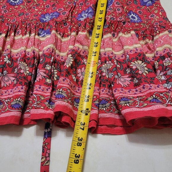 Zesica Womens Floral Midi Boho Wrap Short Sleeve Dress Gypsy Hippie Peasant M - Picture 5 of 7